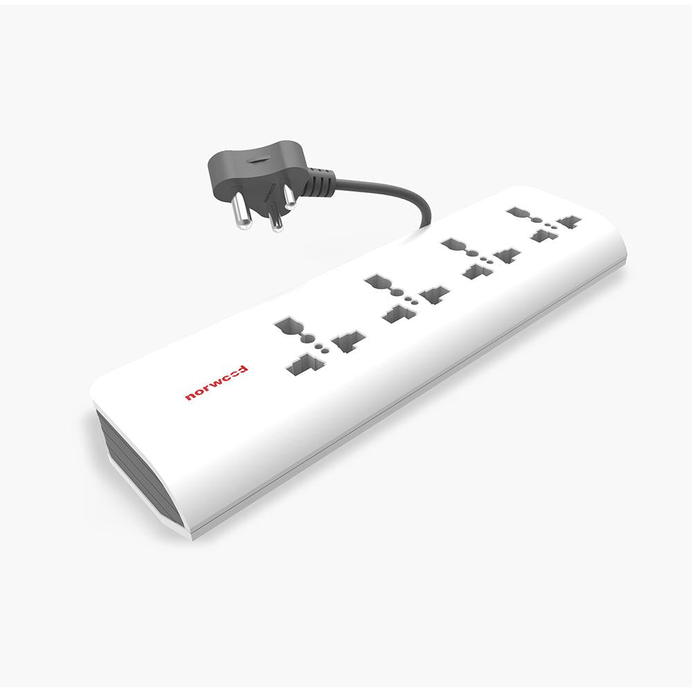 Norwood Evoque Power Strip with Master Switch, Indicator, International Sockets, White