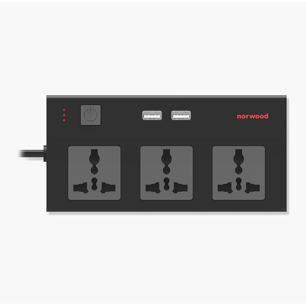 Norwood Compaq 3+1 Power Twin USB 2.4Amp, Black